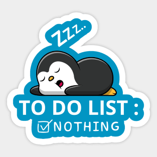 Little Penguin To Do List Nothing Sticker